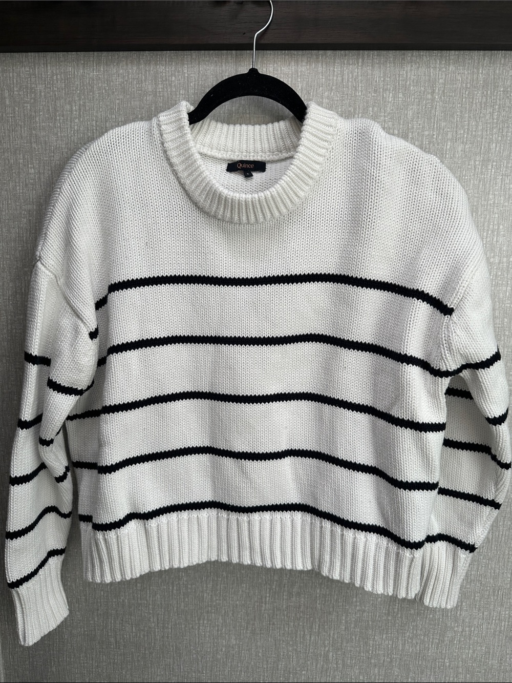 Quince White and Black Striped Crewneck Sweater 100% organic cotton